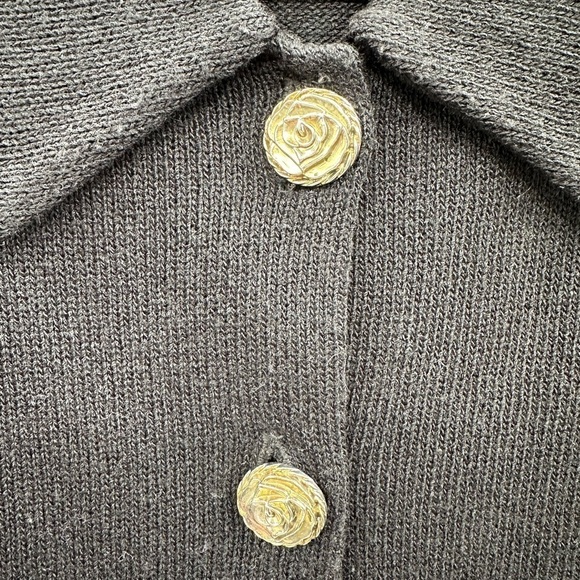 Laura petites vintage black gold button quiet luxury classic sweater blazer SM - Picture 3 of 8